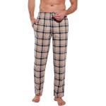 Pánske Dlhé pyžamové nohavice cornette hnedej farby s geometrickým vzorom z bavlny 