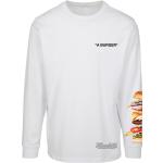 Pánske Tričká s dlhým rukávom mister tee bielej farby vo veľkosti XS s dlhými rukávmi s motívom: Hamburger udržateľná móda 