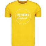 Pánske Tričká Lee Cooper žltej farby s okrúhlym výstrihom s krátkymi rukávmi 