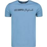 Pánske Tričká s potlačou Lee Cooper svetlo modrej farby s okrúhlym výstrihom s krátkymi rukávmi 