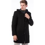 Pánske Zimné kabáty Dewberry čiernej farby z vlny na gombíky v zľave 