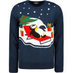 Pánska Jesenná móda Frogies bielej farby vo veľkosti XXL s okrúhlym výstrihom s motívom: Tučniak Zľava na Vianoce na zimu 