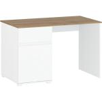 Písacie a pracovné stolíky Kondela bielej farby z dubového dreva so zásuvkami vysoko lesklý povrch v zľave 