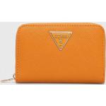 Dámske Kožené peňaženky Guess oranžovej farby z polyuretánu Vegan v zľave 