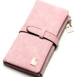 Kožené peňaženky Izmael ružovej farby v modernom štýle z koženky na zips 
