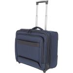 Malé cestovné kufre Travelite modrej farby v biznis štýle z tkaniny na zips vonkajšie vrecko objem 29 l 