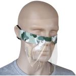 Rúška na tvár Izmael zelenej farby s maskáčovým vzorom z plastu 50 ks balenie 