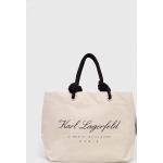 Dámske Designer Plážové tašky Karl Lagerfeld béžovej farby z bavlny 