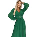 Dámske Obtiahnuté šaty numoco zelenej farby z polyesteru Onesize s odhaleným výstrihom v zľave 