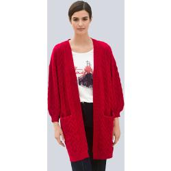 Pletený kabát v módnej dĺžke Alba Moda Červená
