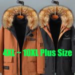 Pánske Zimné kabáty oranžovej farby z kožušiny vo veľkosti 5 XL na zips 