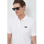 Pánske Designer Polo tričká Calvin Klein bielej farby s jednofarebným vzorom z bavlny vo veľkosti XXXL 