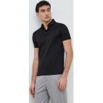 Pánske Polo tričká Emporio Armani čiernej farby s jednofarebným vzorom z bavlny udržateľná móda 