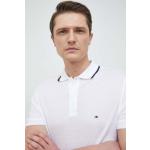 Pánske Polo tričká Tommy Hilfiger bielej farby s jednofarebným vzorom z bavlny udržateľná móda 