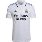 Futbalové dresy adidas bielej farby v športovom štýle s vyšívaným vzorom z polyesteru vo veľkosti XXL na gombíky s motívom Real Madrid udržateľná móda 