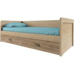 Jednolôžkové postele Kondela hnedej farby v modernom štýle z dubového dreva v zľave 