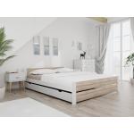 Dvojlôžkové postele bielej farby z masívu s úložným priestorom 