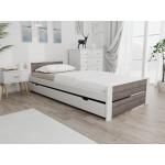 Detské postele bielej farby z masívu s úložným priestorom 