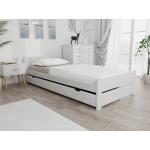 Detské postele bielej farby z masívu s úložným priestorom 