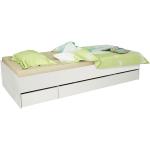 Jednolôžkové postele Kondela bielej farby z dreva s úložným priestorom 