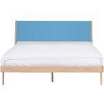 Dvojlôžkové postele gazzda modrej farby v minimalistickom štýle z dubového dreva 
