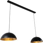 Visiace lampy Qazqa čiernej farby v industriálnom štýle z kovu s nastaviteľnou výškou v zľave kompatibilné s E27 