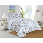 Prehozy na posteľ bielej farby s kvetinovým vzorom z polyesteru 240x220 