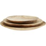 Servírovacie taniere Madam Stoltz z orechového dreva 3 ks balenie s priemerom 30 cm 