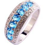 Prstene Izmael svetlo modrej farby z kryštálu s granátom 57 