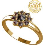 Zlaté prstene zlatožltej farby s granátom 