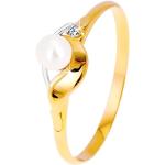 Perlové prstene Šperky eshop zlatej farby zo zlata so zirkónom 49 