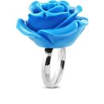 Svadobné obrúčky Šperky eshop modrej farby s kvetinovým vzorom z ocele 49 