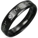 Prstene z chirurgickej ocele Šperky eshop čiernej farby z ocele so zirkónom 51 