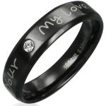 Prstene z chirurgickej ocele Šperky eshop čiernej farby z ocele so zirkónom 54 