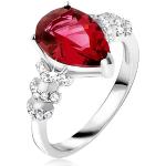 Strieborné prstene Šperky eshop červenej farby zo striebra so zirkónom 64 