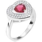 Strieborné prstene Šperky eshop červenej farby zo striebra so zirkónom 60 na Valentín 