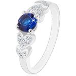 Strieborné prstene Šperky eshop tmavo modrej farby zo striebra so zirkónom 58 
