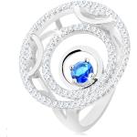 Strieborné prstene Šperky eshop tmavo modrej farby v trblietavom štýle zo striebra so zirkónom 51 lesklé 