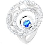 Strieborné prstene Šperky eshop tmavo modrej farby v trblietavom štýle zo striebra so zirkónom 57 lesklé 