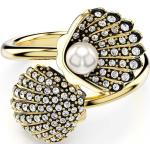 Dámske Perlové prstene Swarovski zlatej farby z kryštálu 55 
