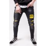 Pánske Skinny jeans čiernej farby v punk štýle z bavlny v zľave 