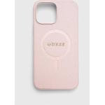 Pánske iPhone 13 Pro Max kryty Guess ružovej farby z koženky Vegan 