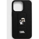 Pánske Designer iPhone 13 Pro kryty Karl Lagerfeld čiernej farby z plastu 