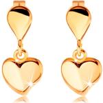 Zlaté náušnice Šperky eshop zlatej farby lesklé v zľave na Valentín 