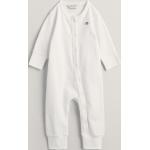 Detské pyžamá Gant Shield bielej farby z bavlny do 12 mesiacov s dlhými rukávmi s cvokmi 