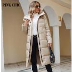 Nová kolekcia: Dámske Zimné kabáty béžovej farby z kožušiny vo veľkosti 5 XL Kapucňa 