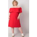 Dámske Šaty pre moletky FashionHunters červenej farby z bavlny vo veľkosti XXXL s odhaleným výstrihom v zľave 