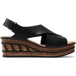 Dámske Kožené sandále Rieker čiernej farby z koženky vo veľkosti 38 v zľave na leto 