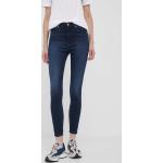Dámske Skinny jeans Calvin Klein Jeans tmavo modrej farby super skinny z bavlny v zľave 