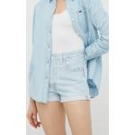 Dámske Riflové šortky LEVI´S modrej farby s jednofarebným vzorom z bavlny vysoký pás 